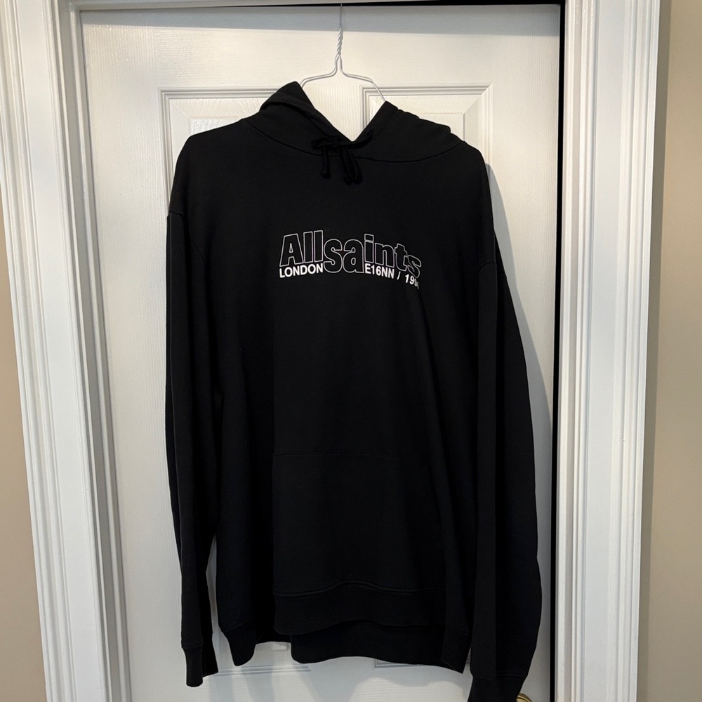 All Saints Black Graphic Hoodie